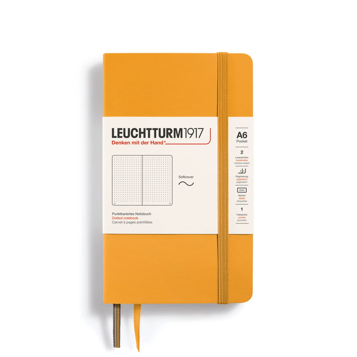 LEUCHTTURM1917Notebook Softcover Pocket A6-123 Numbered Pages for Writing and Journaling (Dotted, Rising Sun)
