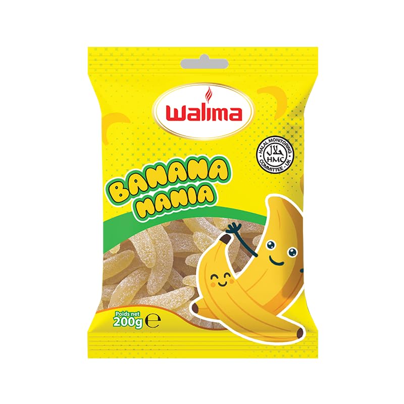 Bonbons WALIMA Banana Mania 200g – Confiserie goût banane – Certifié Halal HMC – Bonbons fruités à partager