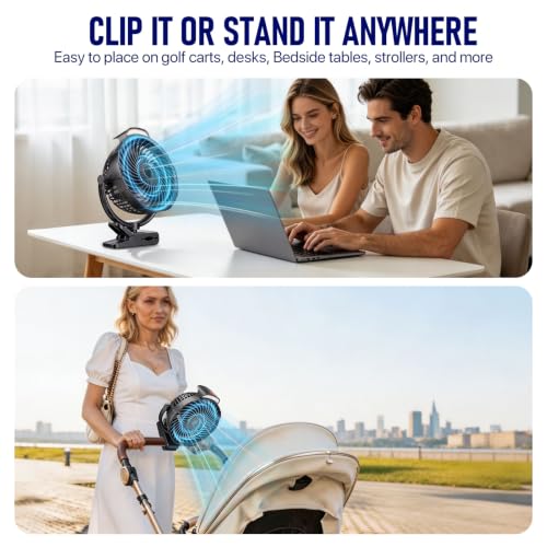 Gentsvip 8 Inch Rechargeable Clip on Fan 10000mAh Portable Camping with LED Light 9 Speed - image 5