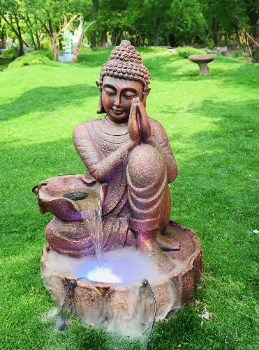 Homestead Decore Solution Lotus Namaste Buddha Fountain 3 feet Fiber | Buddha Fountain Big Size 3 feet | Water Fountain for Home, Office, Garden Living Room Big Size-image-47
