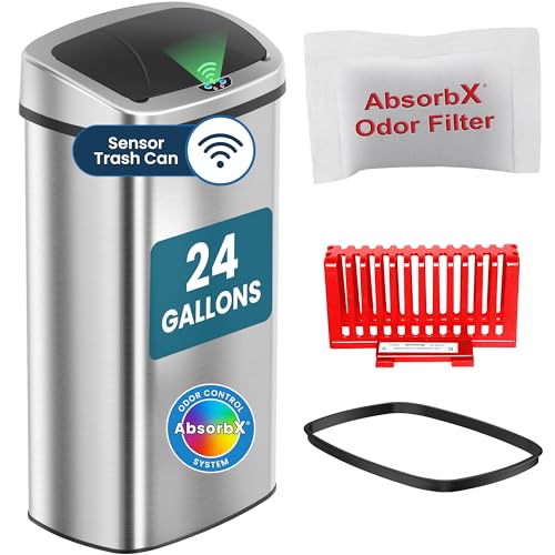 Image of iTouchless 24 Gallon Extra-Large Touchless Sensor Trash Can | Odor Filter