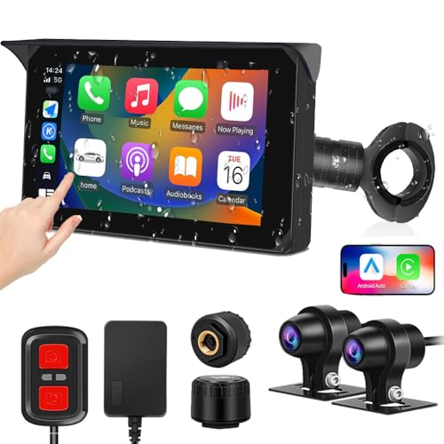 VSYSTO Wireless Carplay and Android Auto Motorcycle Dash Camera with 5