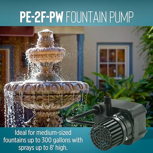 Image of Little Giant PE-2F-PW 115 Volt, 1 /40 HP, 300 GPH Submersible Direct Drive Pump for Small Ponds or Fountains with 15-Ft. Cord, Black, 566611