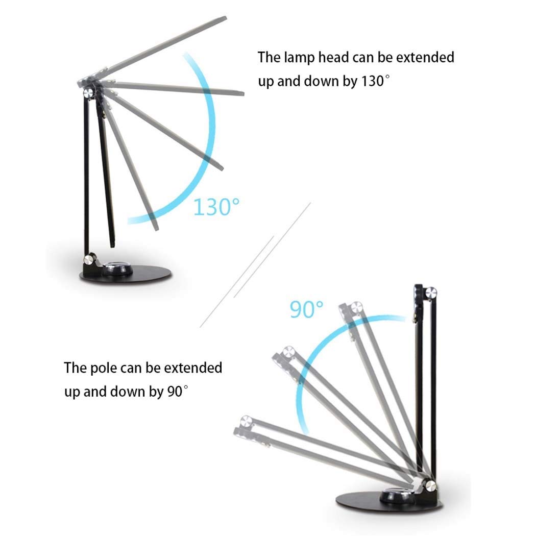 Lampa biurkowa LED 8 W podwójna głowica sterowanie dotykowe pielęgnacja oczu, ściemniana lampa stołowa do biura, domu, czytania, nauki z portem ładowania USB