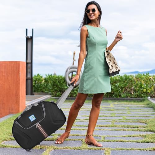 Image of M MEDLER Jerry Duffle Bag | Waterproof Strolley Duffle Bag | 2 Wheel Duffel Bag | Luggage Bag with Adjustable Strap (Black)