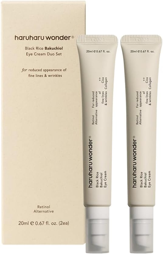 wonder Black Rice Bakuchiol Eye Cream, Eye Cream for Fine Lines, Wrinkles & Dark Circles, Natural Retinol, Vegan, Korean Skincare, Cruelty-Free (Pack of 2)