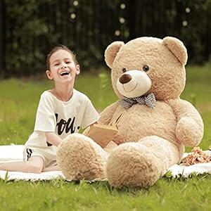 Poutmac 55 inch Giant Teddy Bear Stuffed Animal Brown Big Plush Teddy Bear Valentine’s Gift for Girlfriend Soft Stuffed…