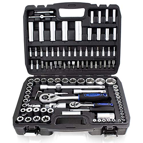 Bituxx® 108 Teiliges Werkzeugkoffer Knarrenkasten Werkzeugset Werkzeugkasten Ratschenkasten Steckschlüssel Bit Sechskant Werkzeug Set – Bild 4