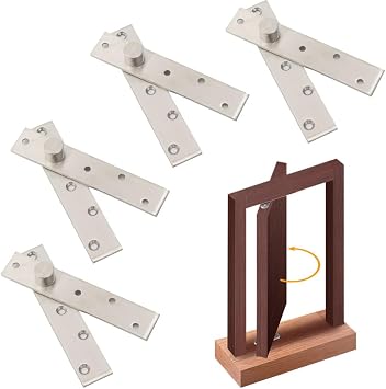 4-Pack Invisible Pivot Hinges - Heavy-Duty Stainless Steel for Doors/Bookcases, 360 Rotating Shaft System