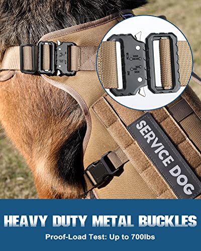 Image of Petnanny Tactical Dog Harness Service Vest for Large Dogs L Khaki | Service dog vest with hook loop panel, MOLLE, handle, no pull design for K9 training & daily walks, ideal no pull harness