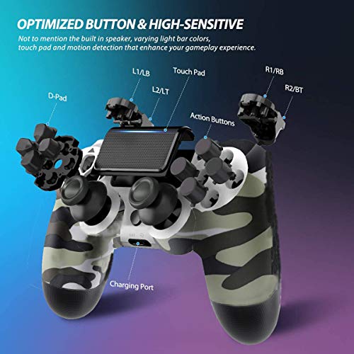 Donop Wireless Controller for PS4, Game Remote Joystick Compatible with Playstation 4 Slim Pro Console(Blue camouflage ) - Thumbnail 6