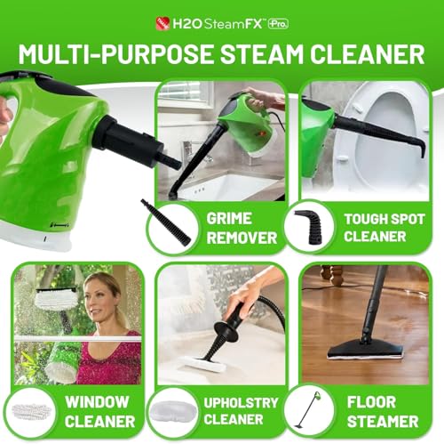 Image of H2O Steam FX Pro Handheld Steam Cleaner | 5-in-1 Spot Cleaner & Floor Mop | Includes Extension Bars, Window & Garment Tools | Grout, Glass & Sealed Floors