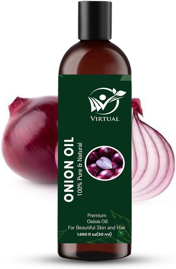VIRTUAL Onion oil Cold Pressed | Natural | Undiluted | For Diluting Essential Oils | For Hair, Skin & Massage | Men & Women| Hair Growth, Nail Care & Baby Massage (50 ML)