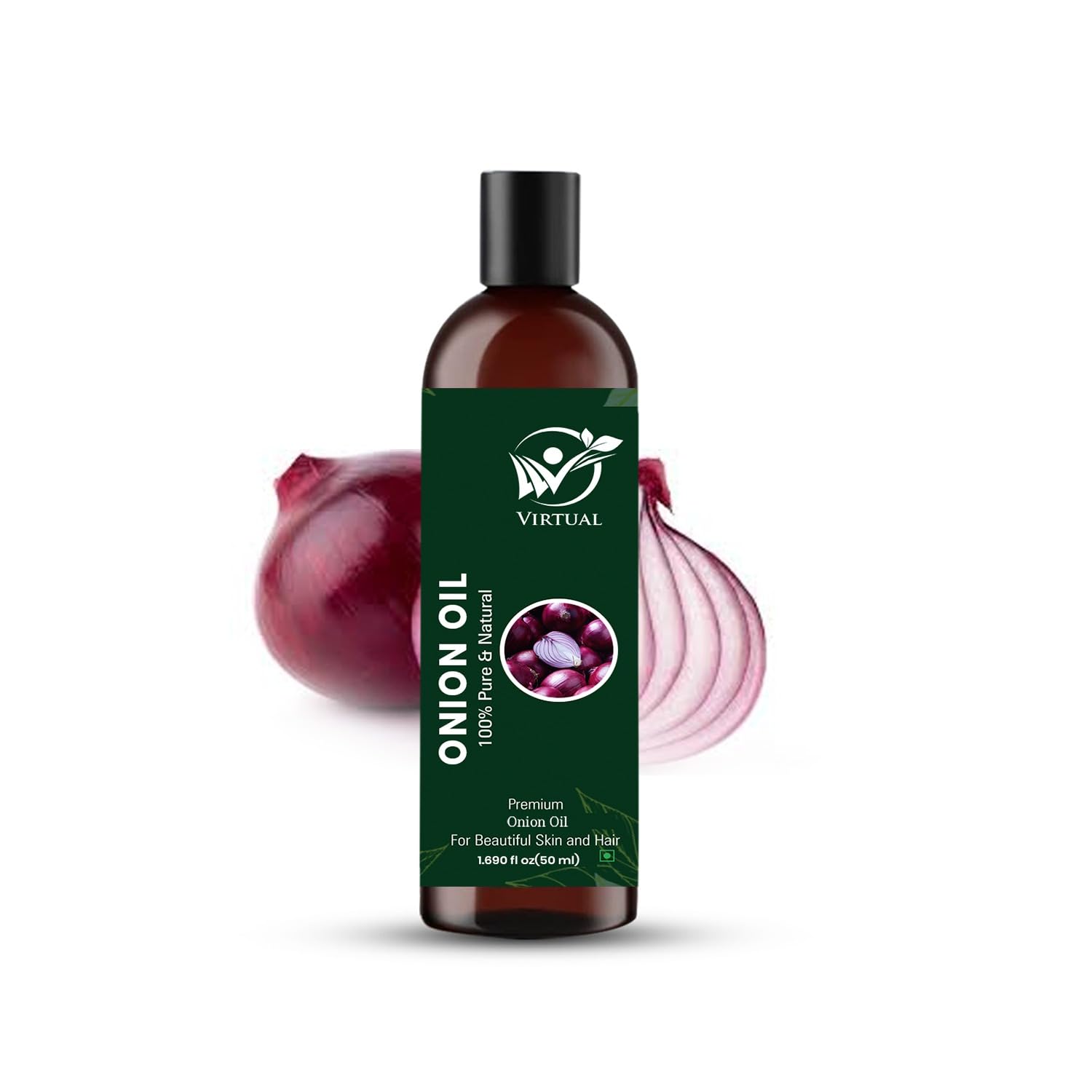VIRTUAL Onion oil Cold Pressed | Natural | Undiluted | For Diluting Essential Oils | For Hair, Skin & Massage | Men & Women| Hair Growth, Nail Care & Baby Massage (50 ML)