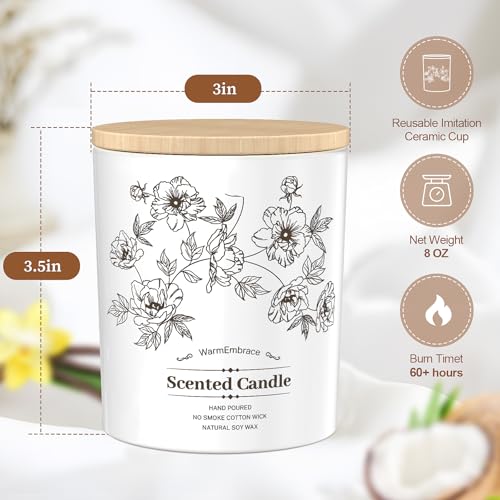 Deluxe-Scented-Candle-for-Women-Men-Vanilla-Coconut-Soy-Wax-Candle-8-Oz-Jar-Candle-for-Home-Scented-60-Hour-Long-Lasting-Burning-Suitable-Present-for-Thanksgiving-Christmas-Birthday