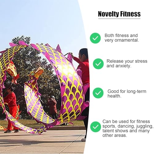 Kunovo Dragon Poi White Dance Dragon Flinging Ribbon, Traditional Fitness Spinning Drago Ribbons with Dragon Head, Dragon Poi Set for Juggling/Event Celebration (Size : 10 m (33 ft)), 58741