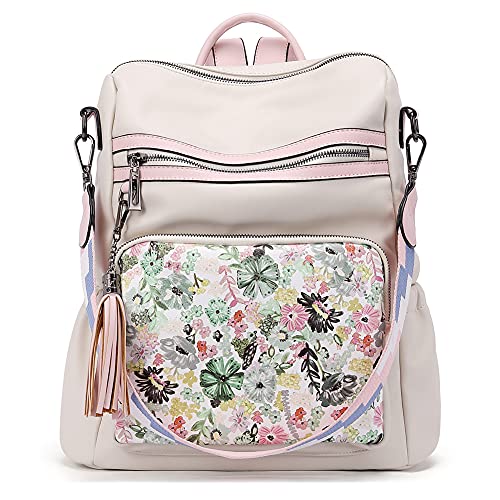 Image of CLUCI Backpack Purse for Women Fashion Leather Designer Travel Large Ladies Shoulder Bags with Tassel White print