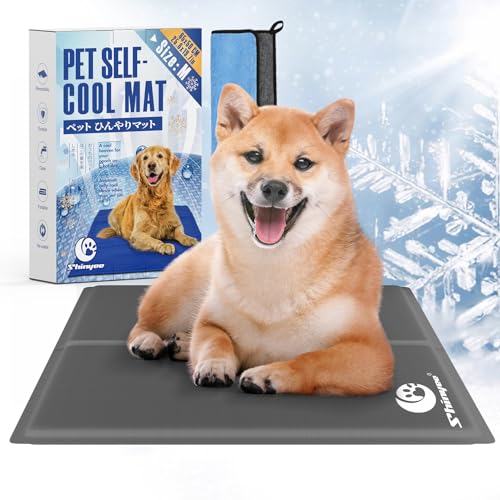 Shinyee® ペット ひんやりマット 犬 ベッド 夏 (XS-XXL)【ペット看護師監修】 クールマット 犬 猫 ペット 冷却マット 多用途 冷感ジェルマット 犬 ひんやりシート 暑さ対策 犬 熱中症対策 - グレー、M：65x50CM