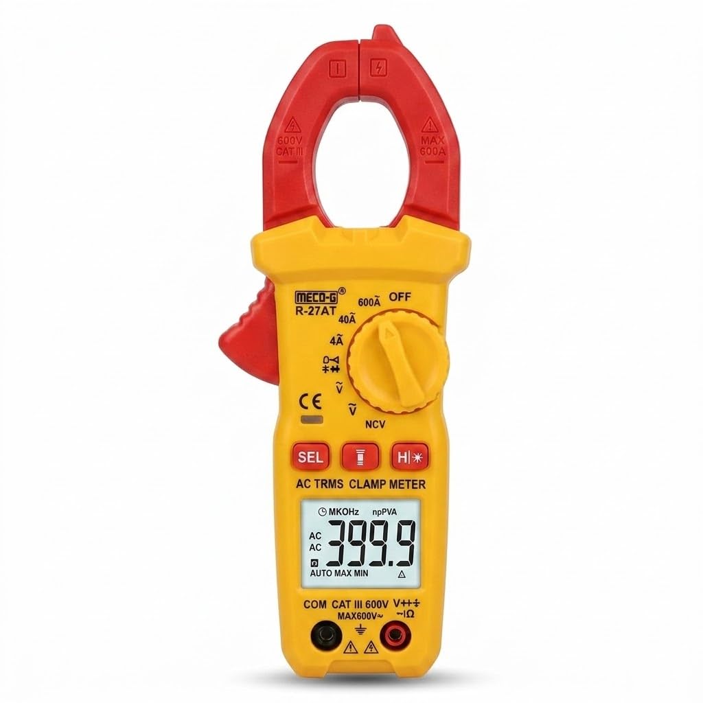 MECO-G R-27AT 4000 Counts Digital AC Clamp Meter (True RMS) | 600A AC Current | 600V AC/DC Voltage | Auto Ranging | Capacitance, Resistance, Diode & Continuity Test | Backlight & Torch Light-picture-19