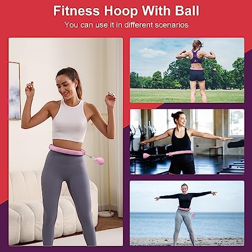 Weighted Workout Hoop for Adult Weight Loss - 50" Plus Size Silent Smart Waist Fitness Circle with Ball - Abs Exercise Equipment for Home 5 51hIsg0D52L. AC