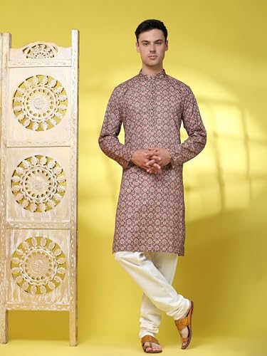 SKAVIJ Men’s Embroidered Sequined Kurta with Pajama 2-Piece Set4