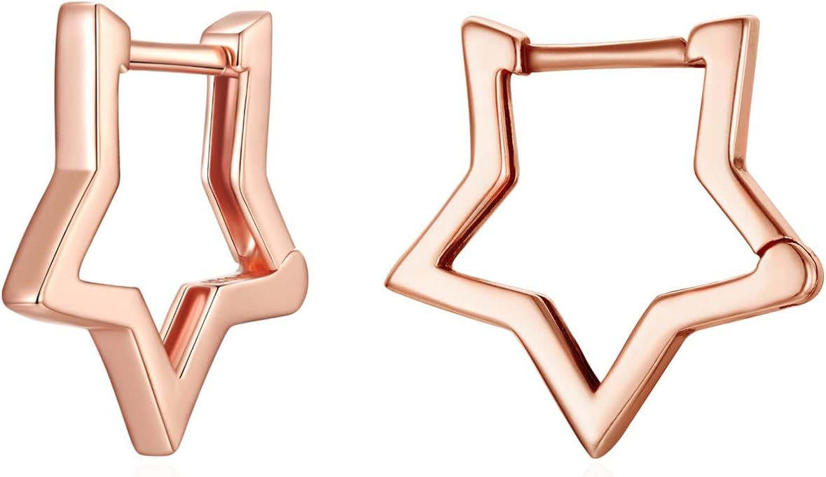 Boucles D'oreilles Créoles étoiles En Argent Sterling 925 – Hypoallergéniques, Géométriques Et Hyper Tendance Pour Femme Et Ado – Cadeau Parfait