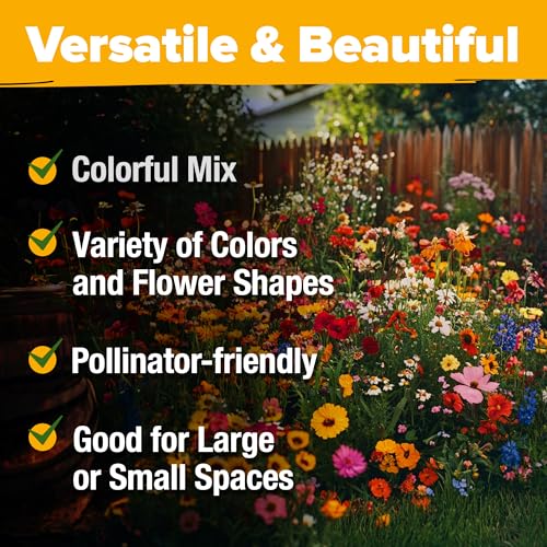 Image of HOME GROWN Premium Wildflower Seeds Bulk Mix | 59,300+ Perennial & Annual Flower Seed for Planting Outdoors | 19 Varieties Throw and Grow for Bees & Butterflies | 2 oz