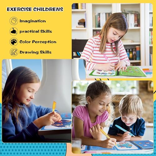 Image of 4pcs Reusable Magic Water Book for Kids 2-5years - Drawing Coloring Books for Kids - Magic Water Pen - Age 2-5 Years