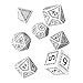 Q Workshop Runic White & Black RPG Dice Set 7 Polyhedral Pieces