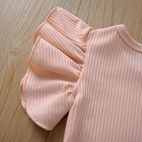 Baby Girls\' Short-Sleeve Bodysuit Funny Ruffles Flower Jumpsuit Outfit for Infant Toddlers (White/Wine Red/Pink, 0-6 Months)