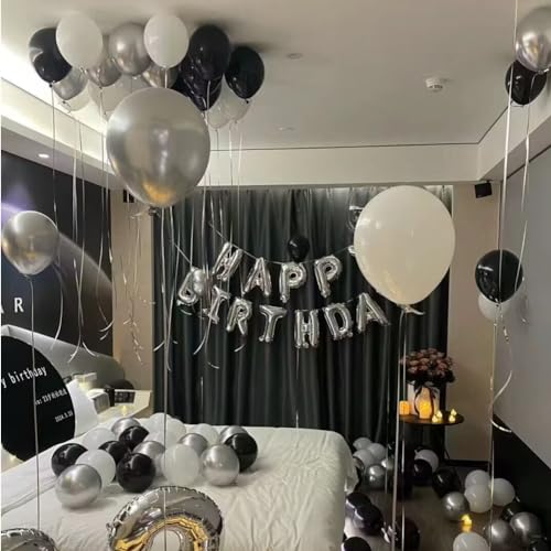 Image of 200 Pack Black White and Silver Balloons 5 Inch Latex Black White Metallic Silver Bulk Small Balloon Arch Garland Kit for Birthday Wedding Bridal Baby Shower Supplies Graduation Party Decorations