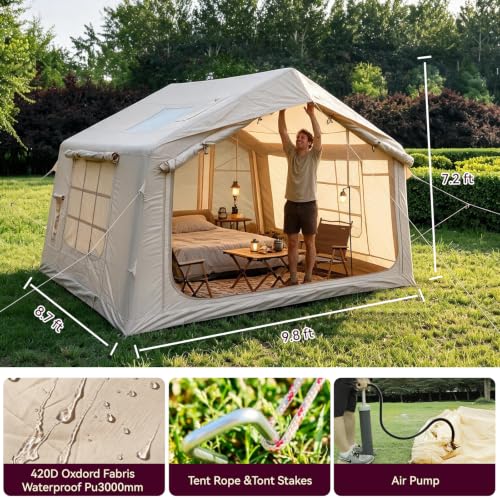 9.8x8.7ft Heightened Inflatable Glamping Tent, Stove Jack - Image 5