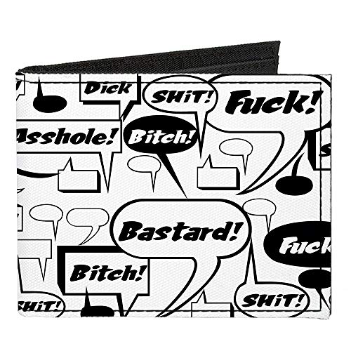Buckle-Down Men's Standard Canvas Bifold Wallet Curse Words Quote, 4.0