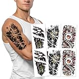 Kotbs 3 Sheets Mix Robot Arm Body Sticker Tattoo Art Make up for Men Temporary Tattoos Paper Waterproof
