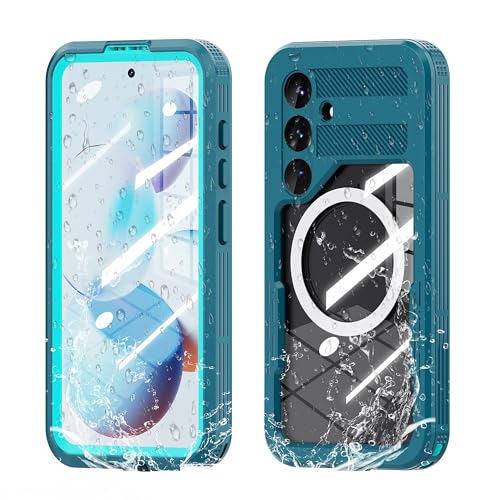 Omio Designed for Galaxy S25 Plus Waterproof Case Compatible with MagSafe Magnetic Waterproof Full Body IP68 Underwater Case Built-in Screen Protector Military Grade Shockproof Case for Men Women Teal