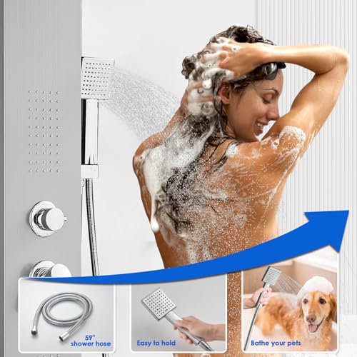 Image of ROVOGO Shower Panel Tower System with 4 Shower Modes, 46.5 inch, No Led Lights