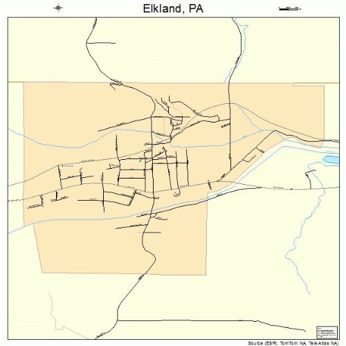 Large Street & Road Map of Elkland, Pennsylvania PA Printed poster