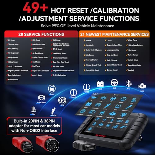 iCarsoft CR Max BT (Enhanced) Wireless Bidirectional Diagnostic Tool, ECU Adaptation/Teach-in, 49+ Reset All System Touchscreen Battery Registration ECU Coding OBD2 Scanner with 38Pin + 20Pin Adapter