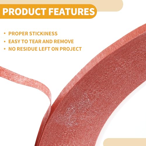 Image of 1 Pc Painters Tape Masking Master Tape Easy Removal Red 5000x0.5x0.01cm / 54.68 Yards x 0.2 Inches x 140um