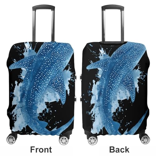 Watercolor Whale Shark Luggage Covers Washable Travel Suitcase Cover Elastic Baggage Protector3