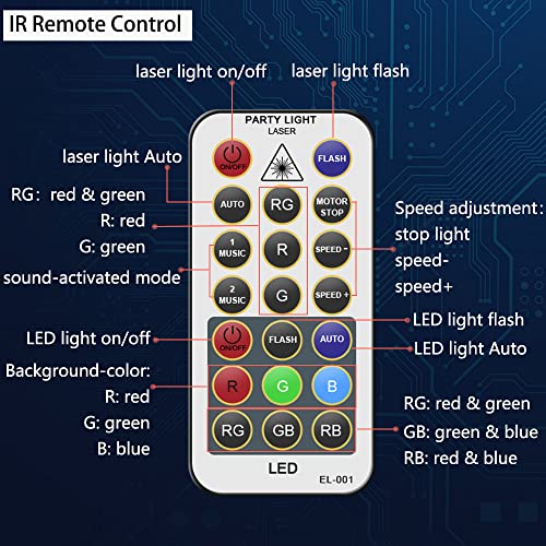 Spooboola EHTHREW-569 Party Lights Dj Disco Lights, Strobe Stage Light Sound Activated Laser Llights Projector thumb #4