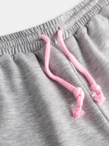 OYOANGLE Girl's Elastic Drawstring Waist Bow Sweatpants Y2K Wide Leg Long Trousers4