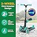 3 Wheel Scooter for Kids with Foldable Seat, Adjustable Handlebar Height, Lean-to-Steer Ride On Toy for Kids Ages 2+, Light-Up LED Wheels, Wide Anti Slip Deck, Indoor & Outdoor Use, Teal