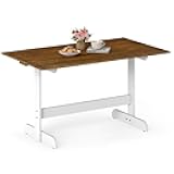 Tangkula 55 Inch Dining Table for 4-6 People, Rectangular Kitchen Table with Solid Wood Trestle Base, Large Farmhouse Modern Diner Table for Home Dining Room Living Room