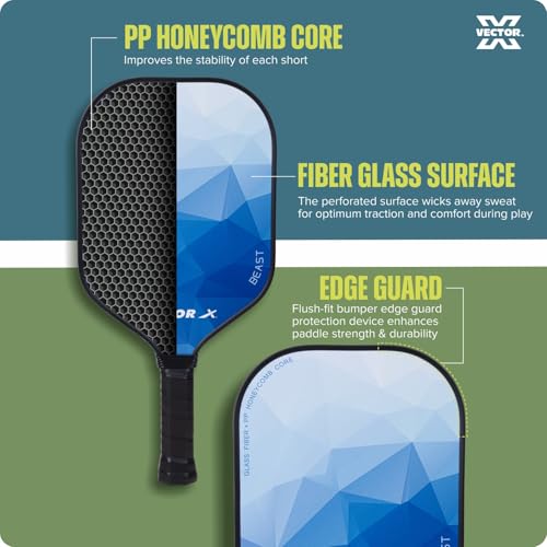 Image of Vector X Beast 13 MM Pickle Bat, Lightweight Fibre Glass Material, PP Honeycomb Core Material Paddle Low Edge Guard, Durable