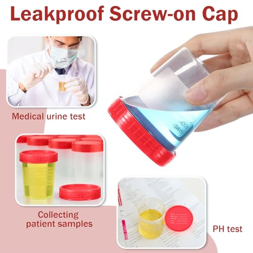 Image of Geiserailie 100 Pcs Urine Cups 4oz Disposable Specimen Container,Red