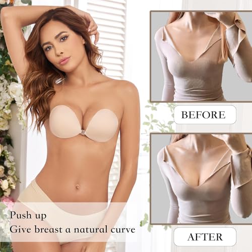 Image of MITALOO Adhesive Bra Invisible Sticky Strapless Push up Backless Reusable Silicone Covering Nipple Bras
