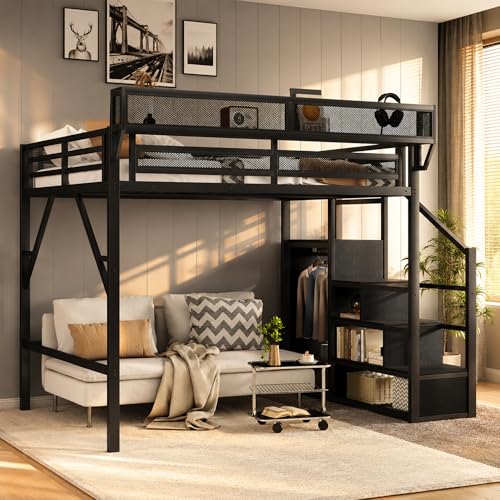 OYUMOENTS Queen Loft Bed Frame