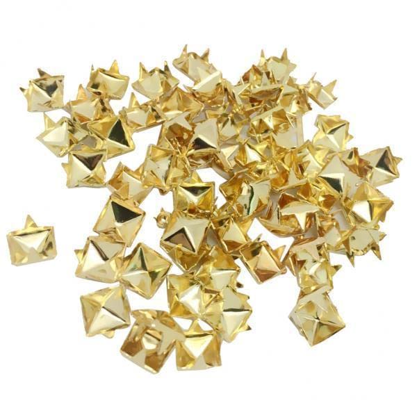 BNF® 2x100 Pieces Pyramid Studs Rivets Spots Punk DIY Leather Bag Shoes Gold-image-39