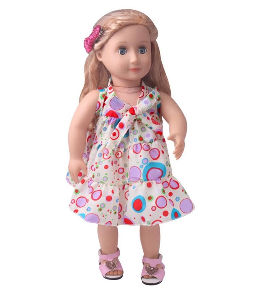 NIXNUT Doll Clothes Floral Long Dress with Bow Summer Clothing for American Girl Doll 18-inch, Yellow, free size - Image 2
